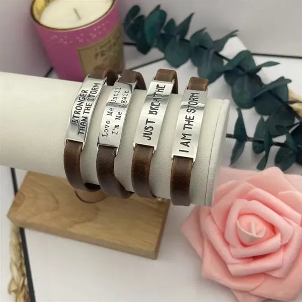 Leather stainless steel bracelet
