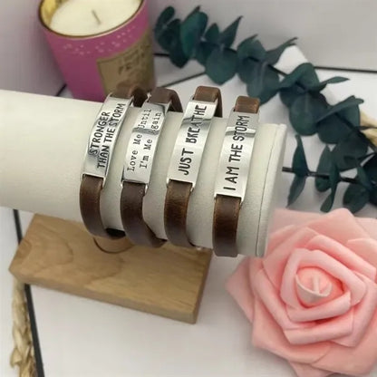 Leather stainless steel bracelet