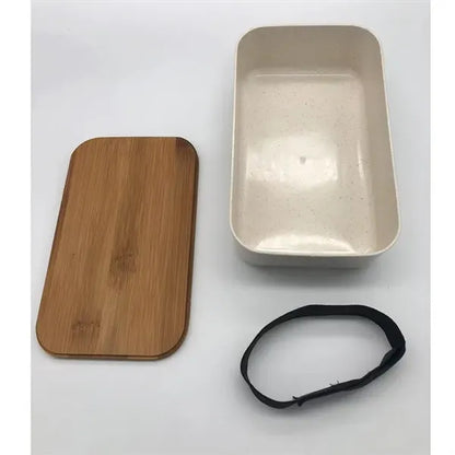 37 Oz Wheat Straw Bento Lunch Box w/Cutlery Set Bomboo Lid
