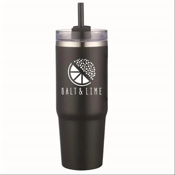 30 oz Double Wall Tumbler with Handle and Straw