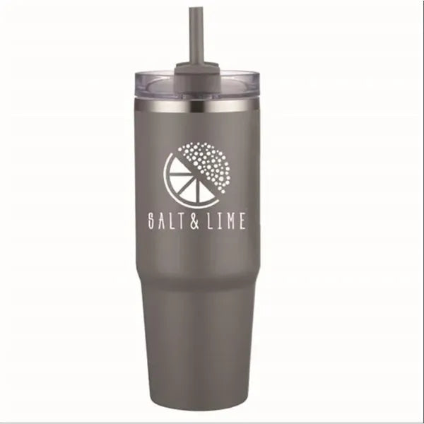 30 oz Double Wall Tumbler with Handle and Straw