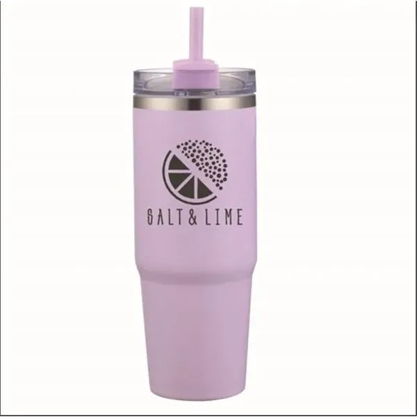 30 oz Double Wall Tumbler with Handle and Straw