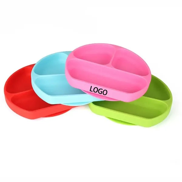 Adsorptively fixed Silicone Kids Children Baby Plate