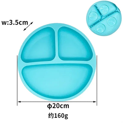 Adsorptively fixed Silicone Kids Children Baby Plate