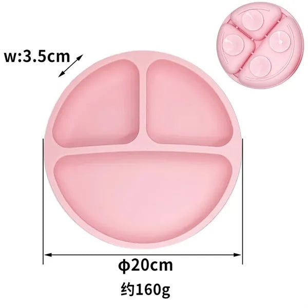 Adsorptively fixed Silicone Kids Children Baby Plate