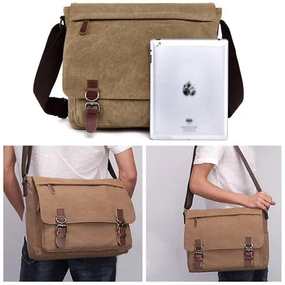 Versatile canvas business computer shoulder messenger bag