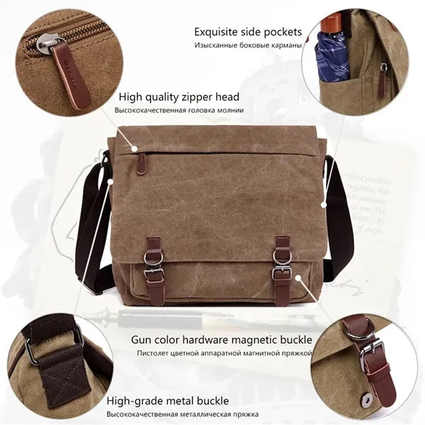 Versatile canvas business computer shoulder messenger bag