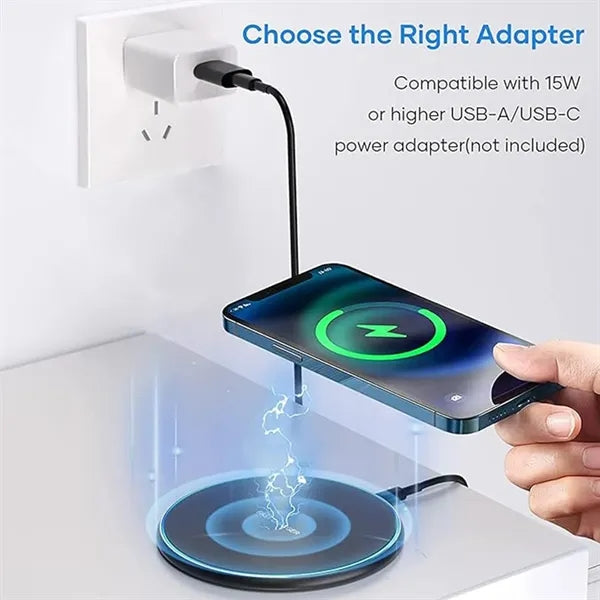 Portable metal round thin fast charging wireless charger