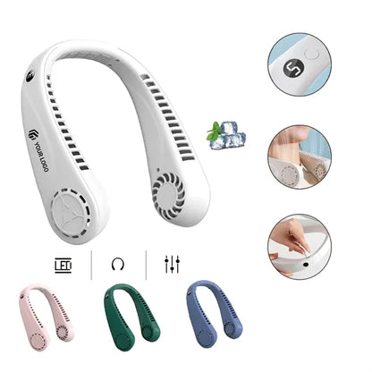 Portable 5 Speeds USB Rechargeable Wearable Neck Fan