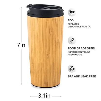 Stainless Steel Bamboo Travel Mug