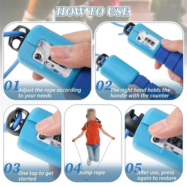 Automatic counter fitness exercise adjustable skipping rope