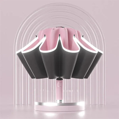 Reverse automatic enlarged windproof three-fold umbrella