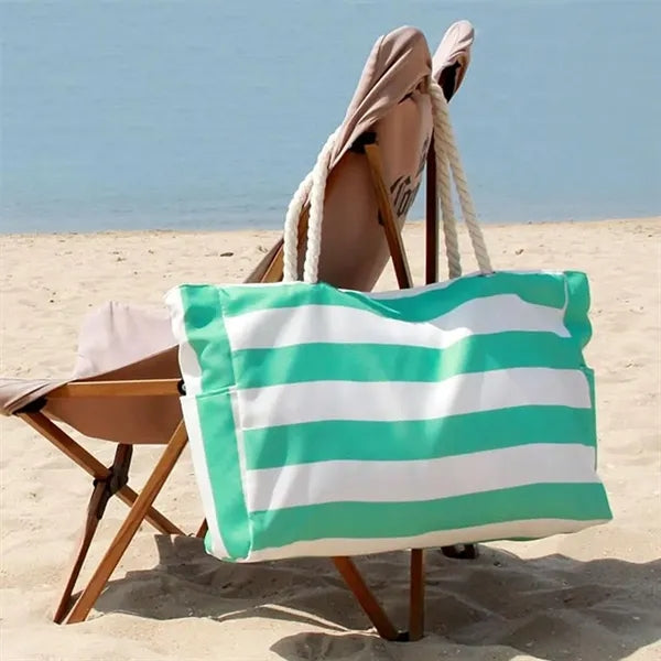 Sand-proof Women's Canvas Large Handheld Zipper Beach Bag
