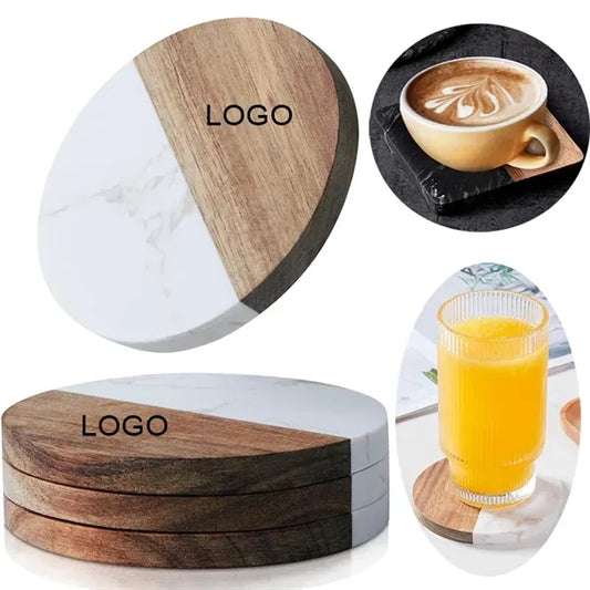 Marble-Wood Spliced Coaster