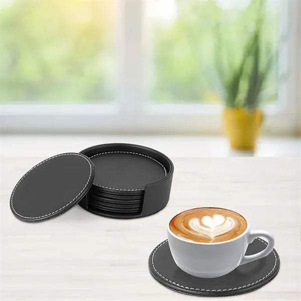 Round Leather Coaster Set