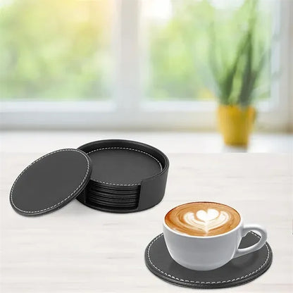 Round Leather Coaster Set
