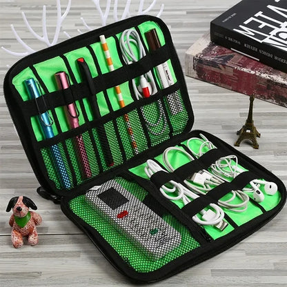 Electronic accessories portable travel cable organizer pouch