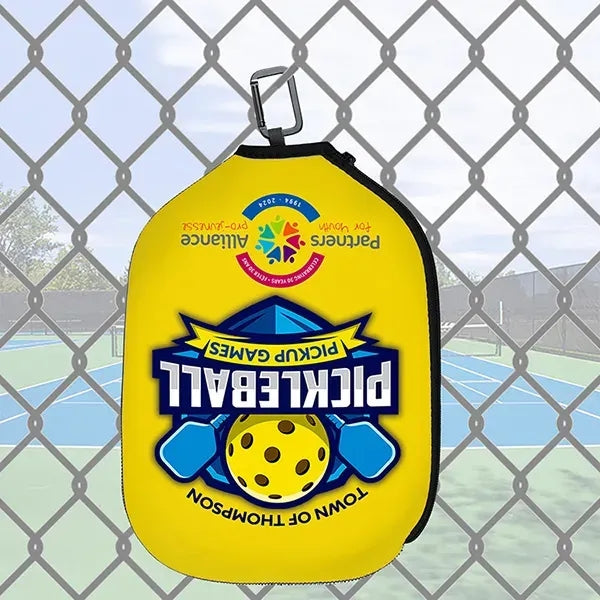 Two Pocket Fence Hanger Pickleball Paddle Cover - Full Color