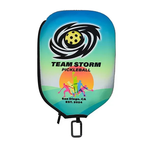 Two Pocket Fence Hanger Pickleball Paddle Cover - Full Color