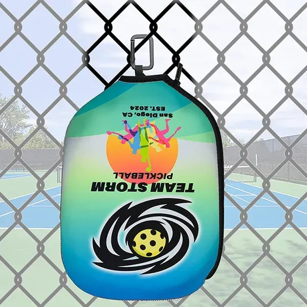Two Pocket Fence Hanger Pickleball Paddle Cover - Full Color