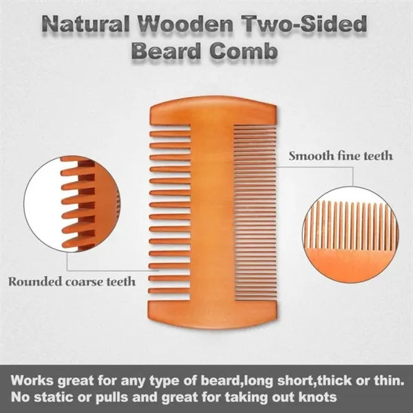 Wooden Beard Comb With Leather Case