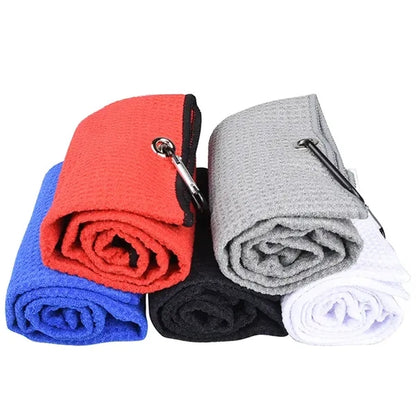 Golf Towel Tri-Fold With Mountaineering Hook