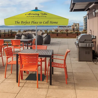 7.5' Heavy Duty Square Umbrella with Valance and Steel Base