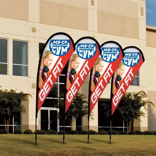 8' Premium Teardrop Sail Sign Flag, 1-Sided, Ground Spike