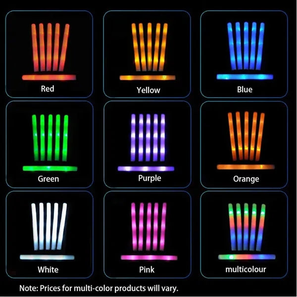 19" Multicolor LED Light Up Foam Glow Stick MOQ100pcs