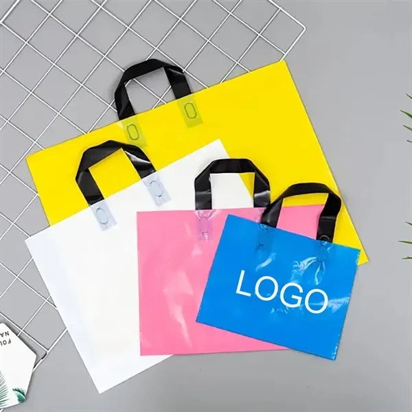 13.7" x 9.8" Plastic Shopping Tote Bag Handbag MOQ 100pcs