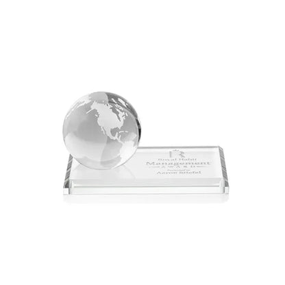 Globe Award on Rectangle Base - Clear
