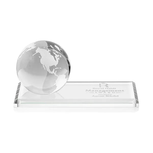 Globe Award on Rectangle Base - Clear