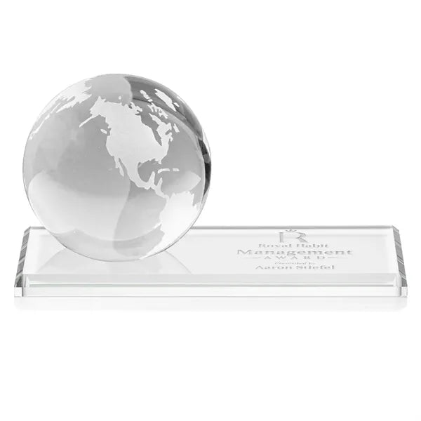 Globe Award on Rectangle Base - Clear