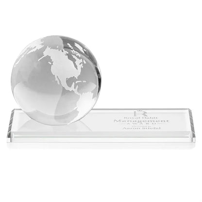 Globe Award on Rectangle Base - Clear