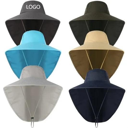 Embroidery Fishing Hat Sun  with Neck Cover