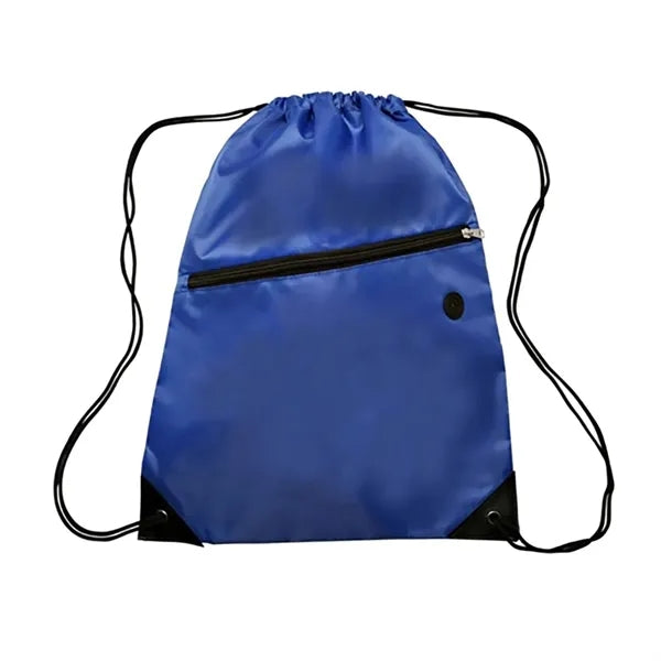210D Polyester Drawstring Backpack With Zippered Pocket