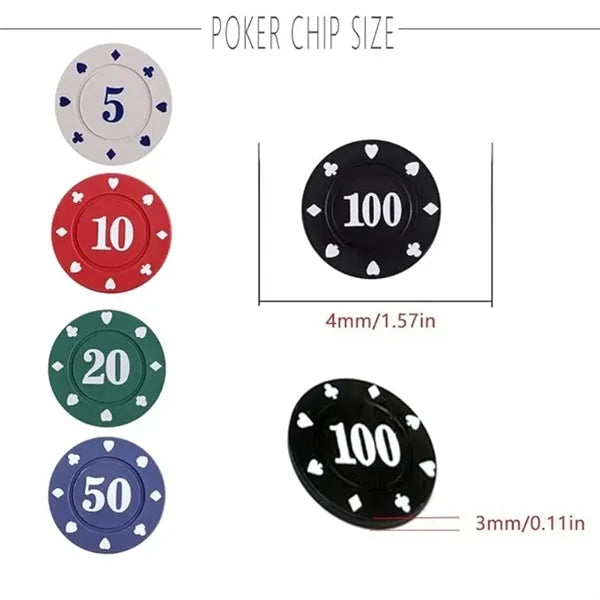 100pcs Denomination Poker Chips