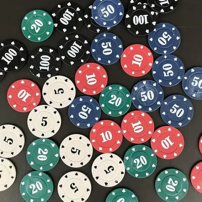 100pcs Denomination Poker Chips