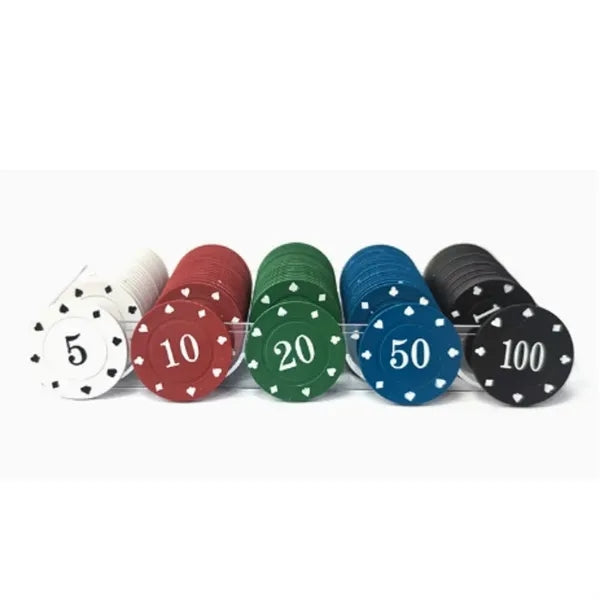 100pcs Denomination Poker Chips