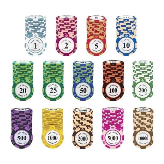 Poker chips of various denominations