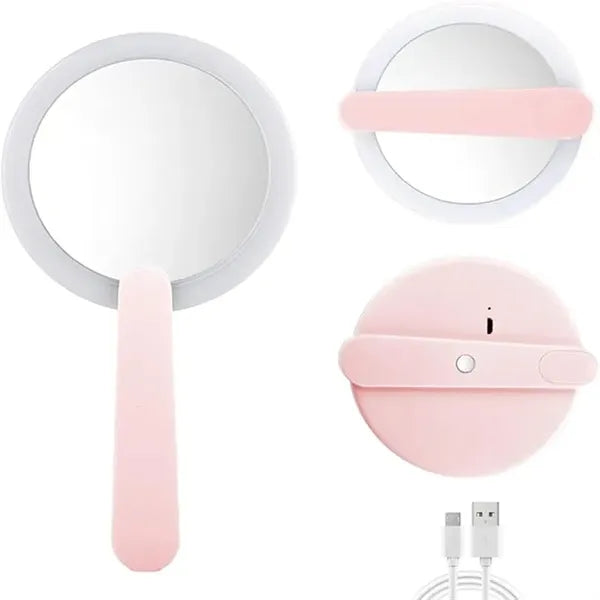 Mini LED Cosmetic Mirror with Swivel Handle