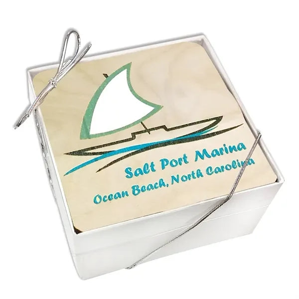 Ultra Vivid Birch Wood Coaster Set of 4