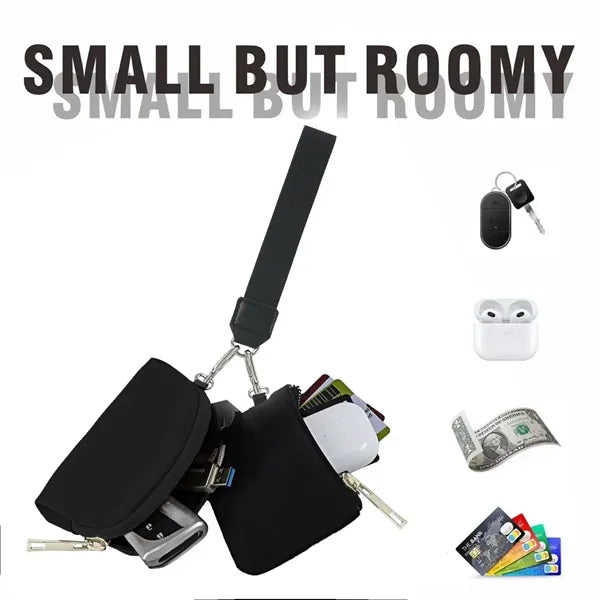 Portable Mini Wristlet Zip Wallet Pouch Keychain Coin Purse