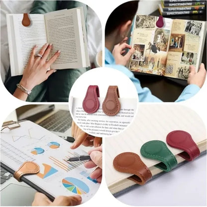 Vintage PU Leather Magnetic Bookmarks