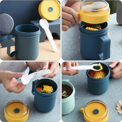 Portable Soup Cup With Lid Spoon
