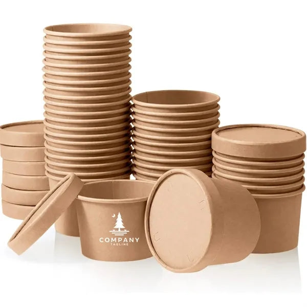Disposable Kraft Paper Bowl With Paper Lid
