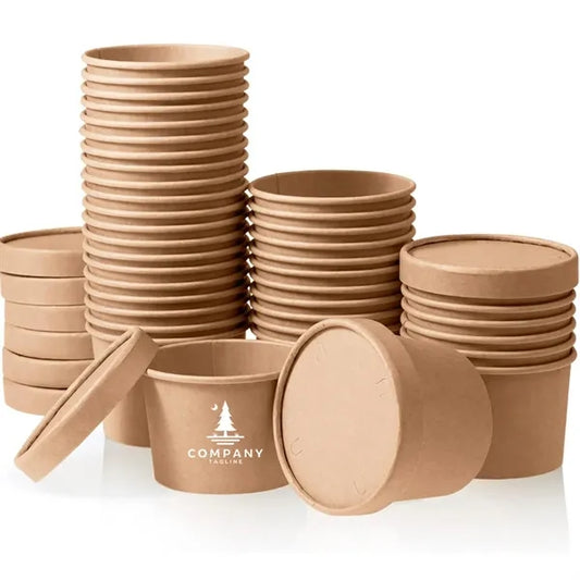 Disposable Kraft Paper Bowl With Paper Lid