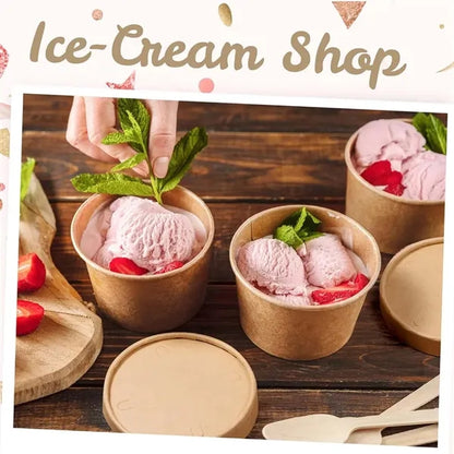 Disposable Kraft Paper Bowl With Paper Lid