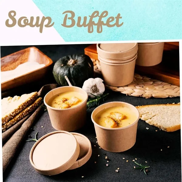 Disposable Kraft Paper Bowl With Paper Lid