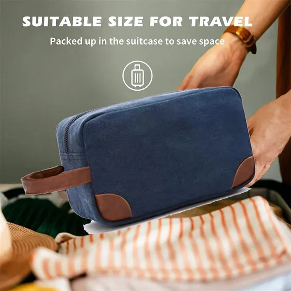 Large capacity portable hand-held toiletry storage bag